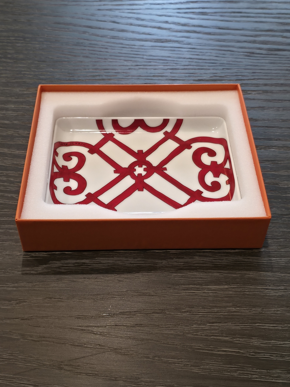 Hermès Balcon du Guadalquivir Red Porcelain Small Tray – Original Box